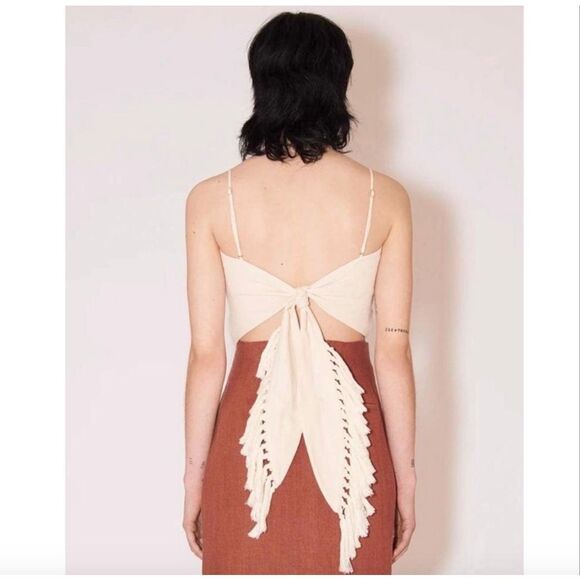 Nanushka Raelynn Fringe Cotton Top in Crème, size  XS - Picture 2 of 8